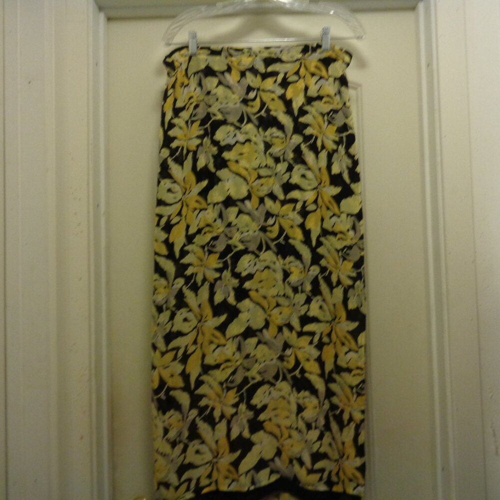 BOHEMIAN DREAMER GIRL RAYON CREPE YELLOW FLOWERS MAXI REVERSE SKIRT L